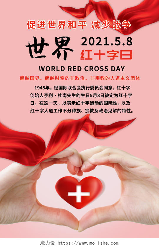 红色简约世界红十字日海报模板